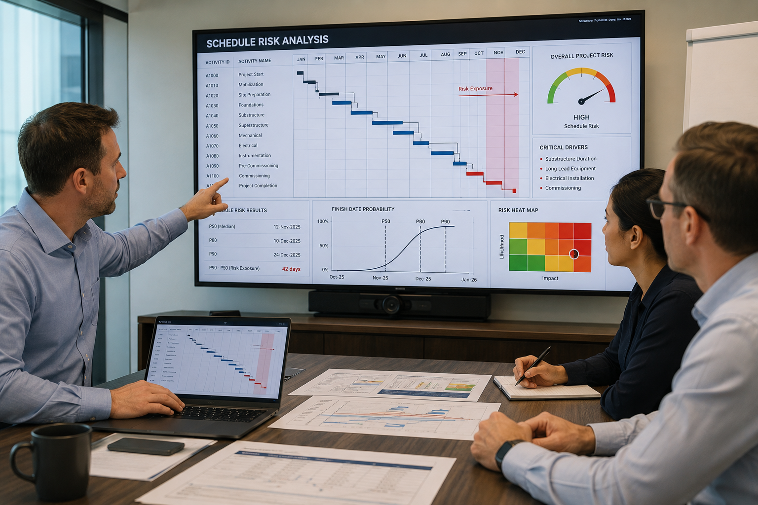 Schedule risk analysis chart