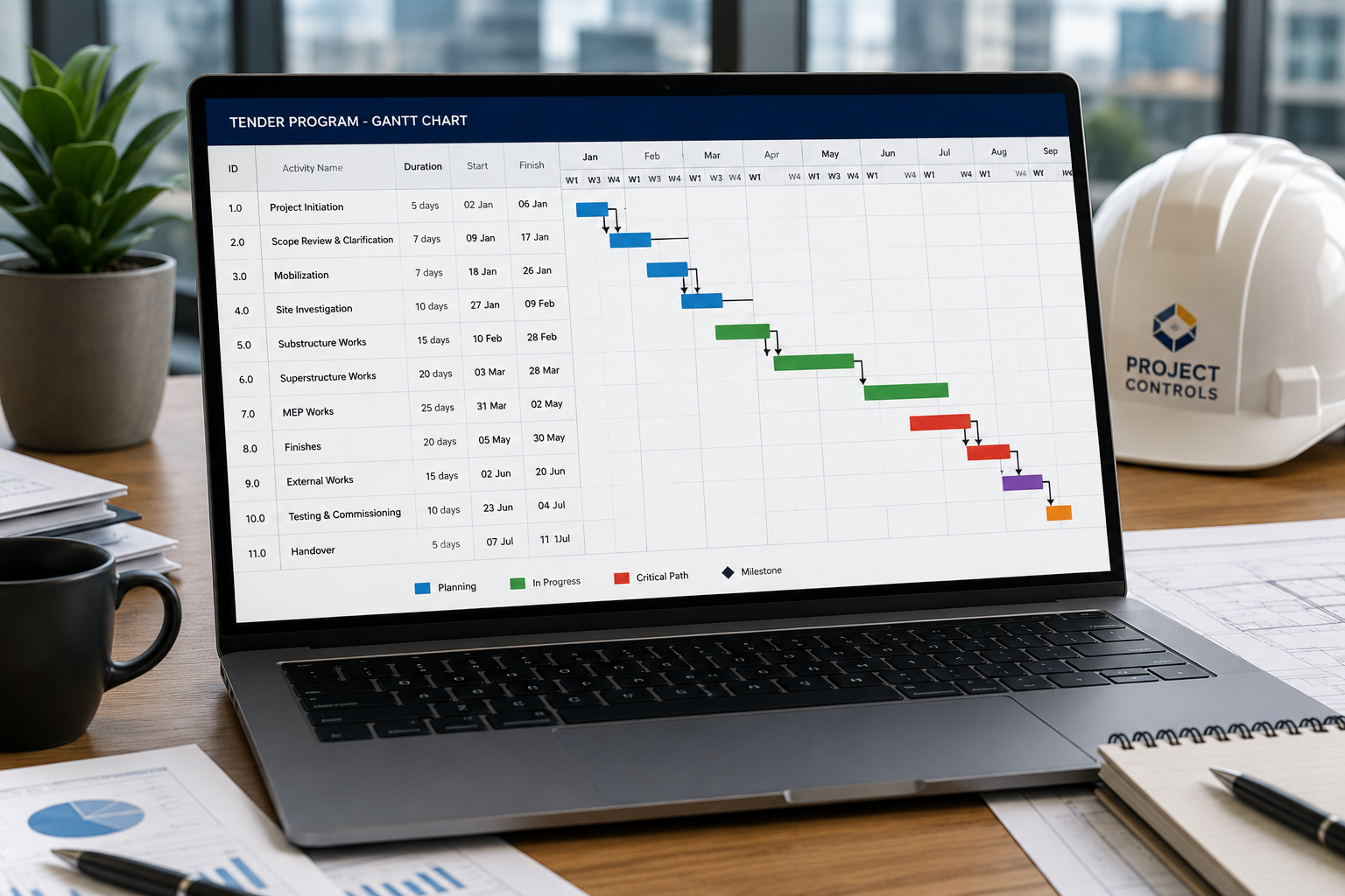 Tender program Gantt chart